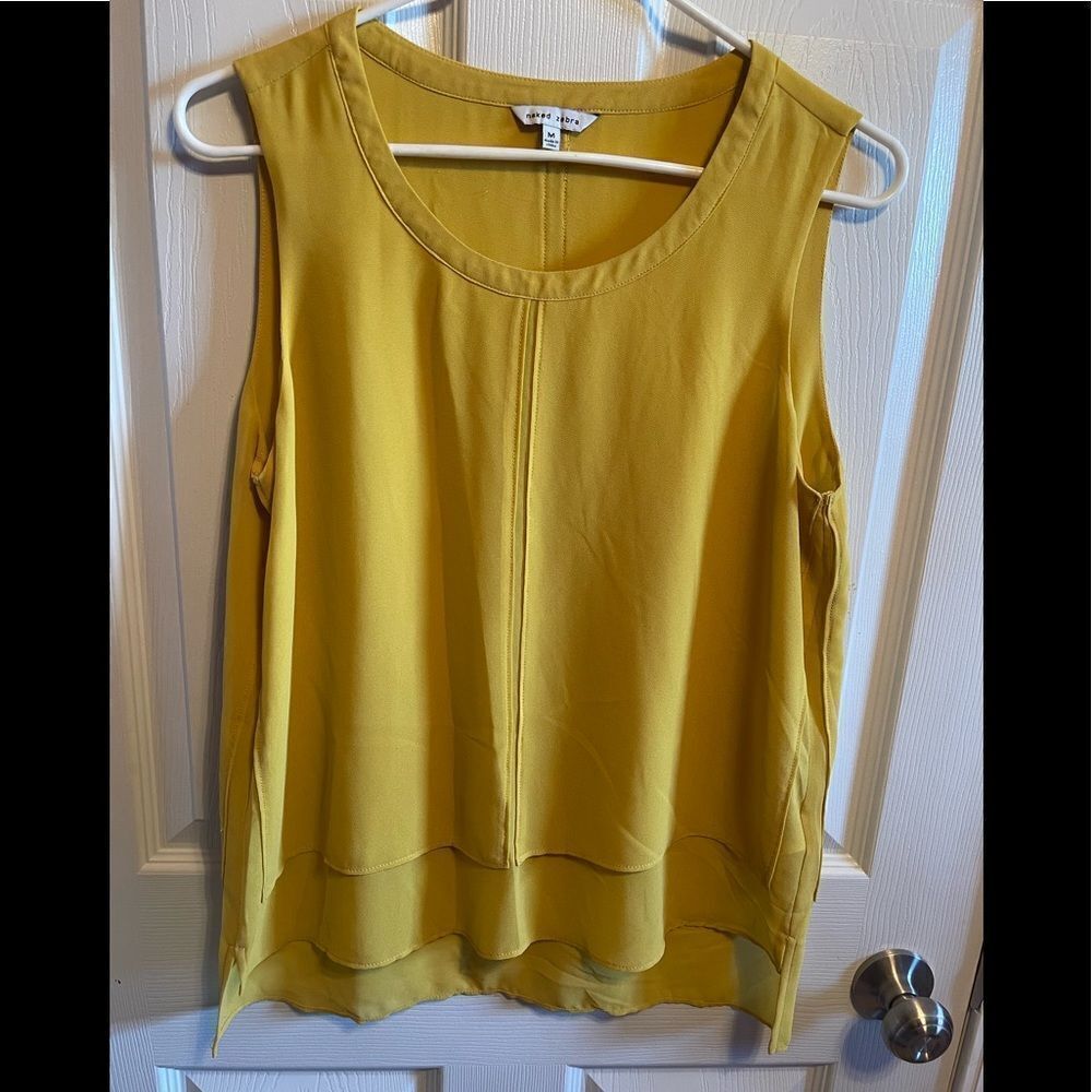 Naked Zebra y gold layered tank top sz M